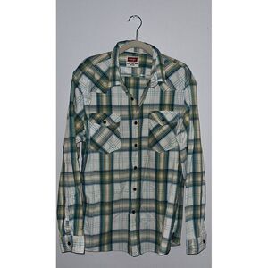 WRANGLER Men's Plaid  Button‎ Front Western Shirt Size Large